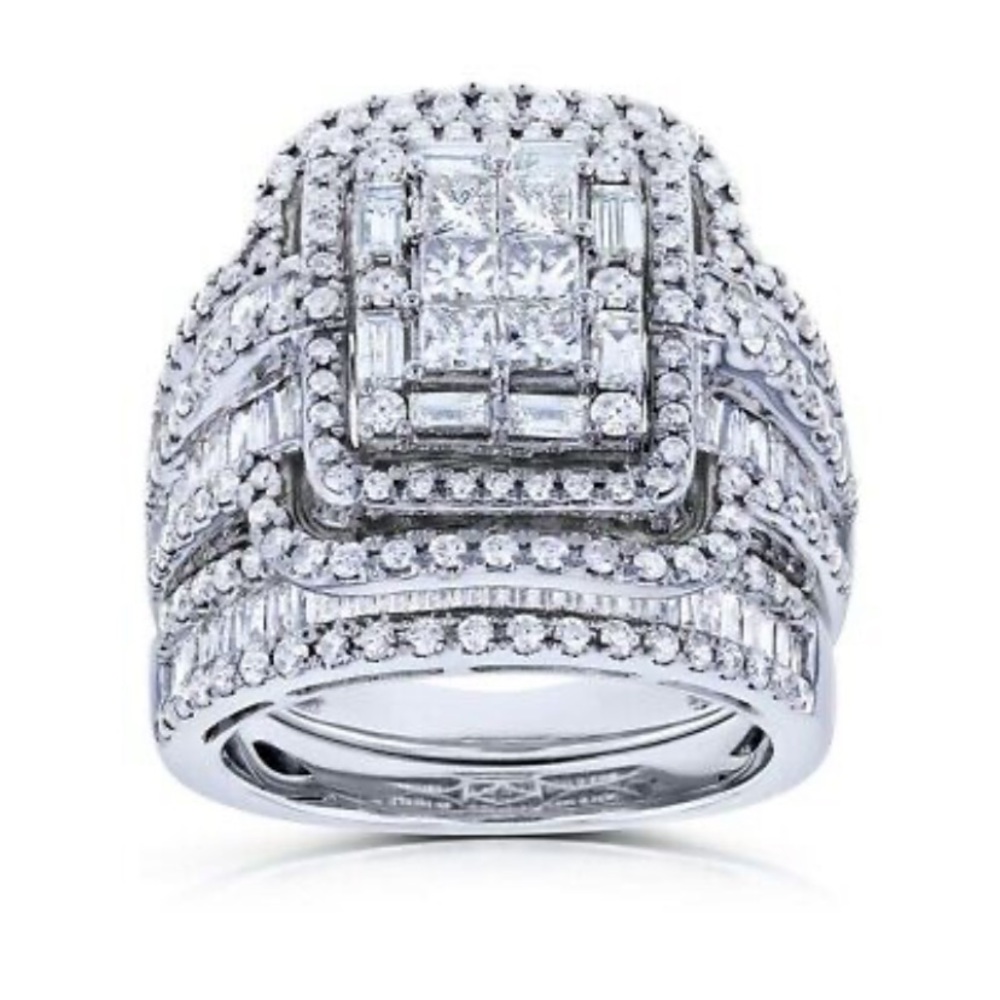 NWT 925 STERLING SILVER DIAMOND RINGS SET
